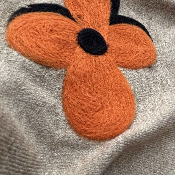 AAEDA Hazelnut Tan Dolma Sleeve Sweater Floral Accents  Pullover - Picture 3 of 12